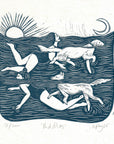 Paddlers card, dogs, dog swimming, sea swim, women & dogs