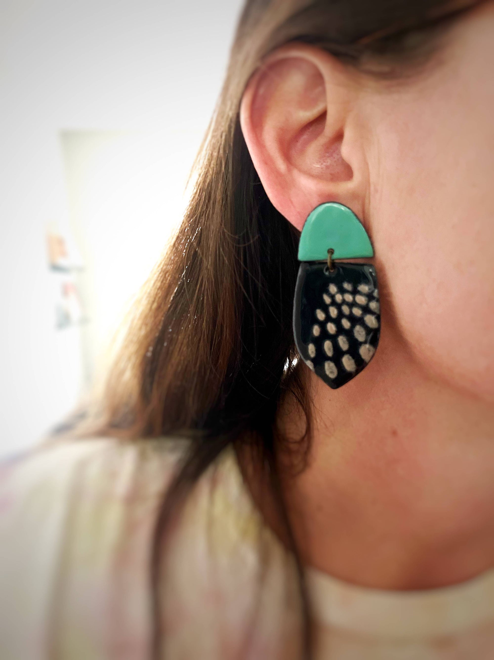 Aqua and Black Statement Earrings