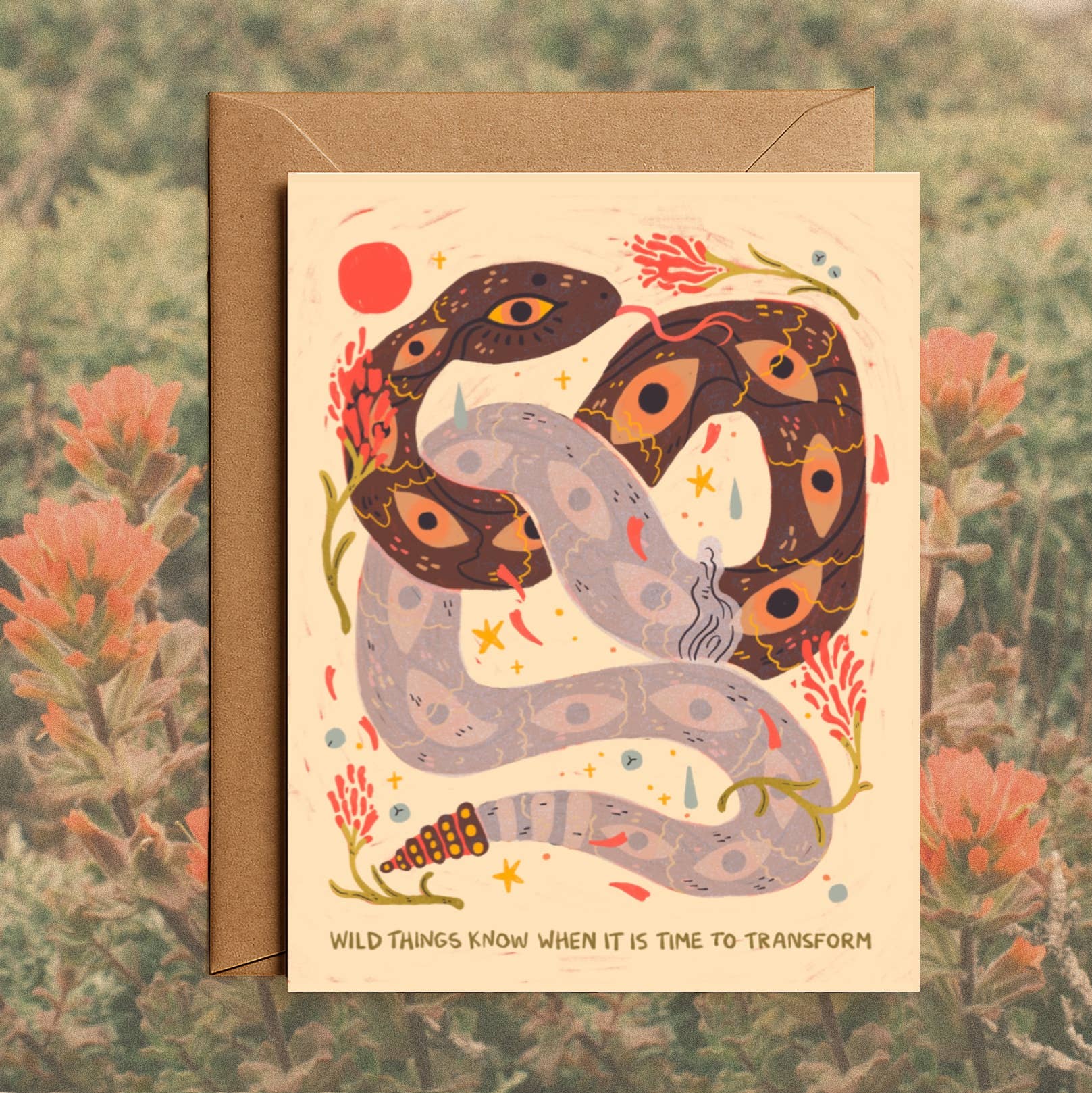 Transformation– Blank Greeting Card Nature Illustration 