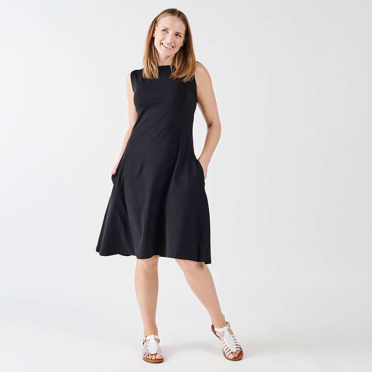 Maggie&#39;s Organics - Organic Cotton Fit &amp; Flare Dress: L / Solid Black