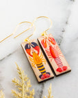 Retro Lobster Rectangle Earrings