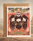 Moonflower Owl– Blank Greeting Card Nature Illustration