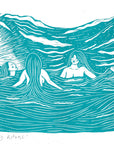 Morning Ritual riso print, sea swim, wild swim, friends
