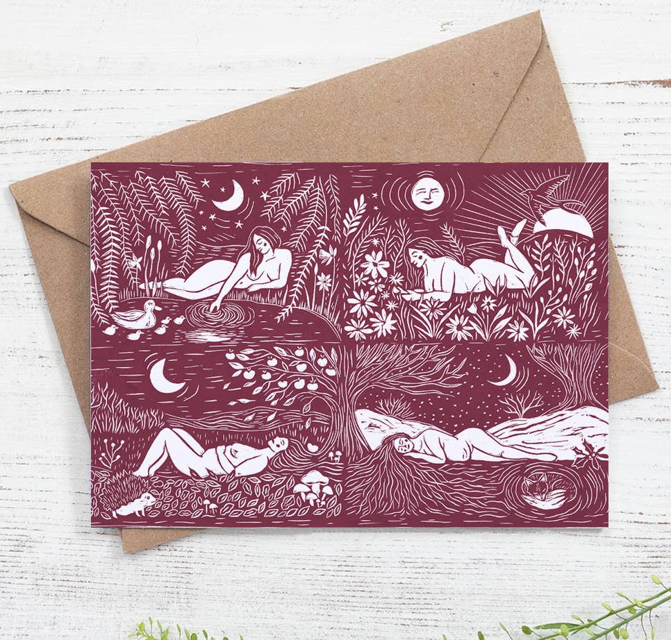 Season's Rest card, wheel of the year, moon cycle, nature