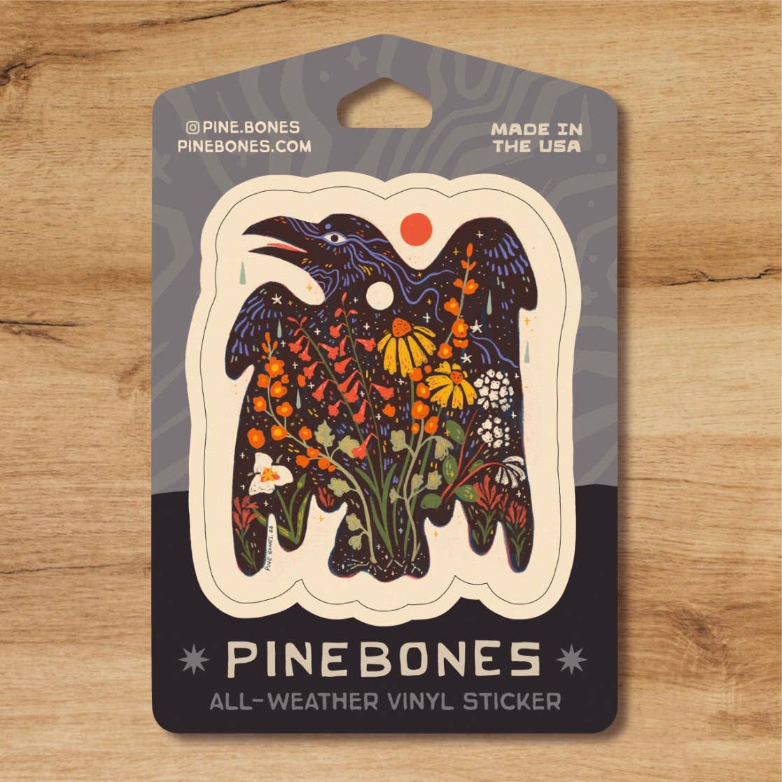 Wildflower Raven - Durable &amp; Weatherproof Sticker