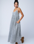 Hamptons Dress - Menswear Stripe Black