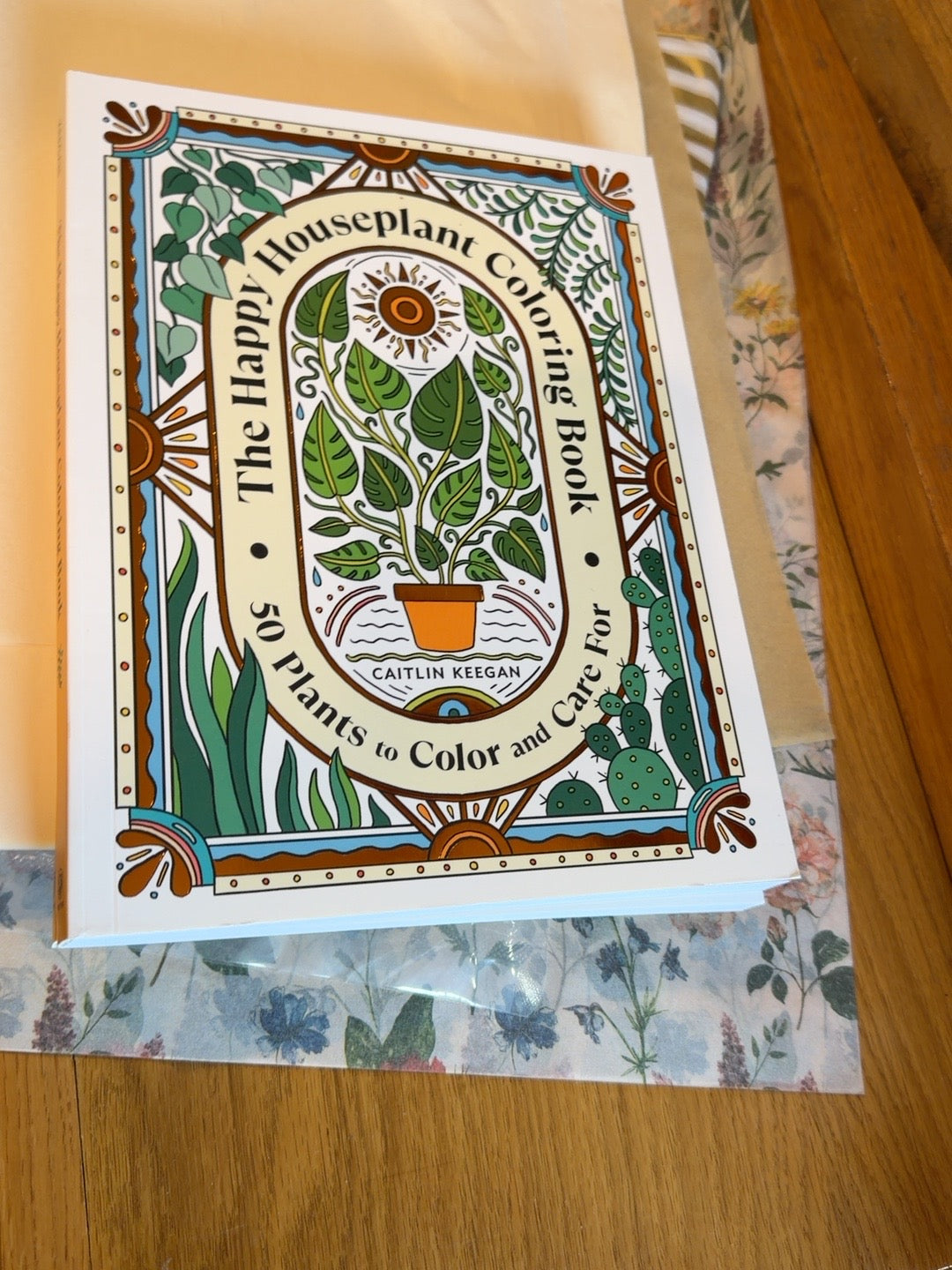 The Happy Houseplant Coloring Book by Caitlin Keegan — botanical illustrated cover