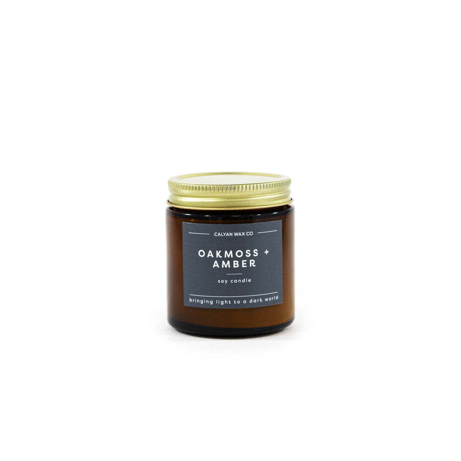 Calyan Wax Co. - Oakmoss + Amber Mini Amber Jar Soy Candle