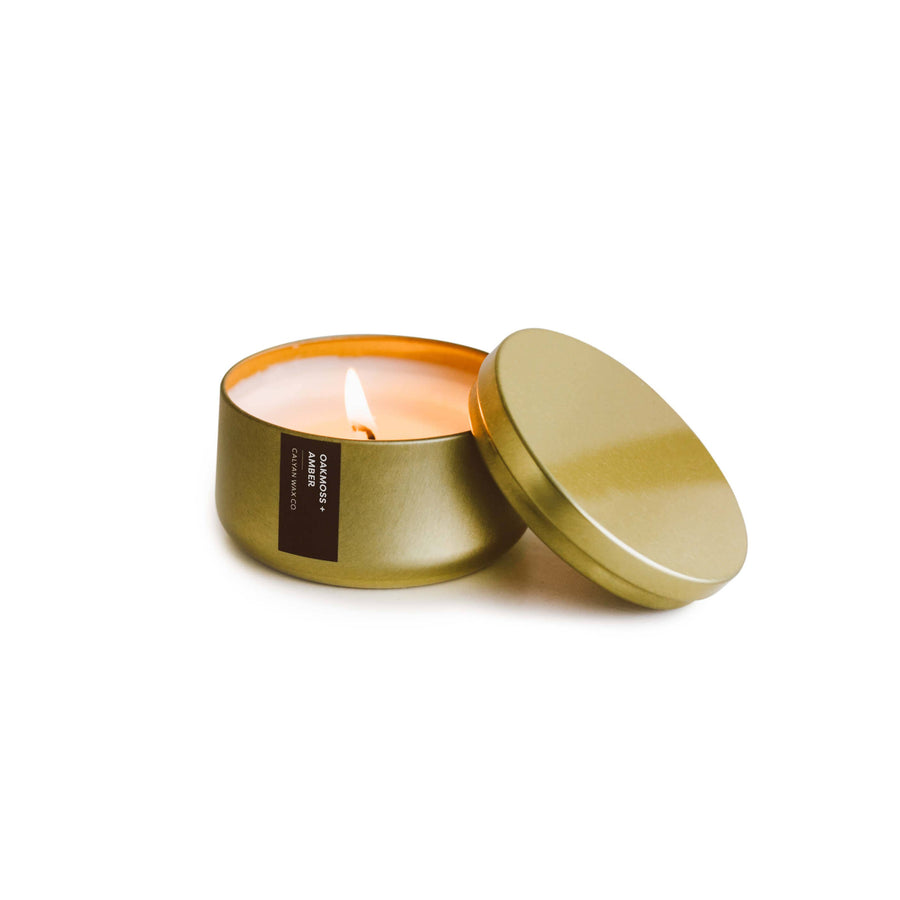 Calyan Wax Co. - Oakmoss/Amber - Gold Metal Tin Soy Candle