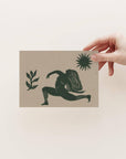 Prints by the Bay - Goddess Affirmation Block Print Postcards: Yoga Goddess / Tonal postcard / Sage Green