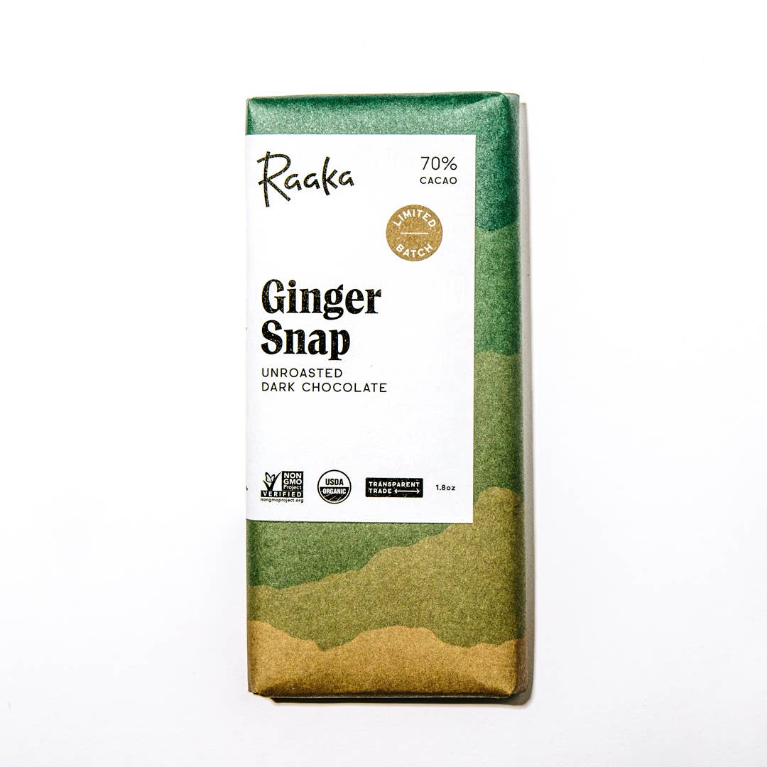 Raaka Chocolate - 70% Ginger Snap Chocolate - Christmas Holiday Limited Batch