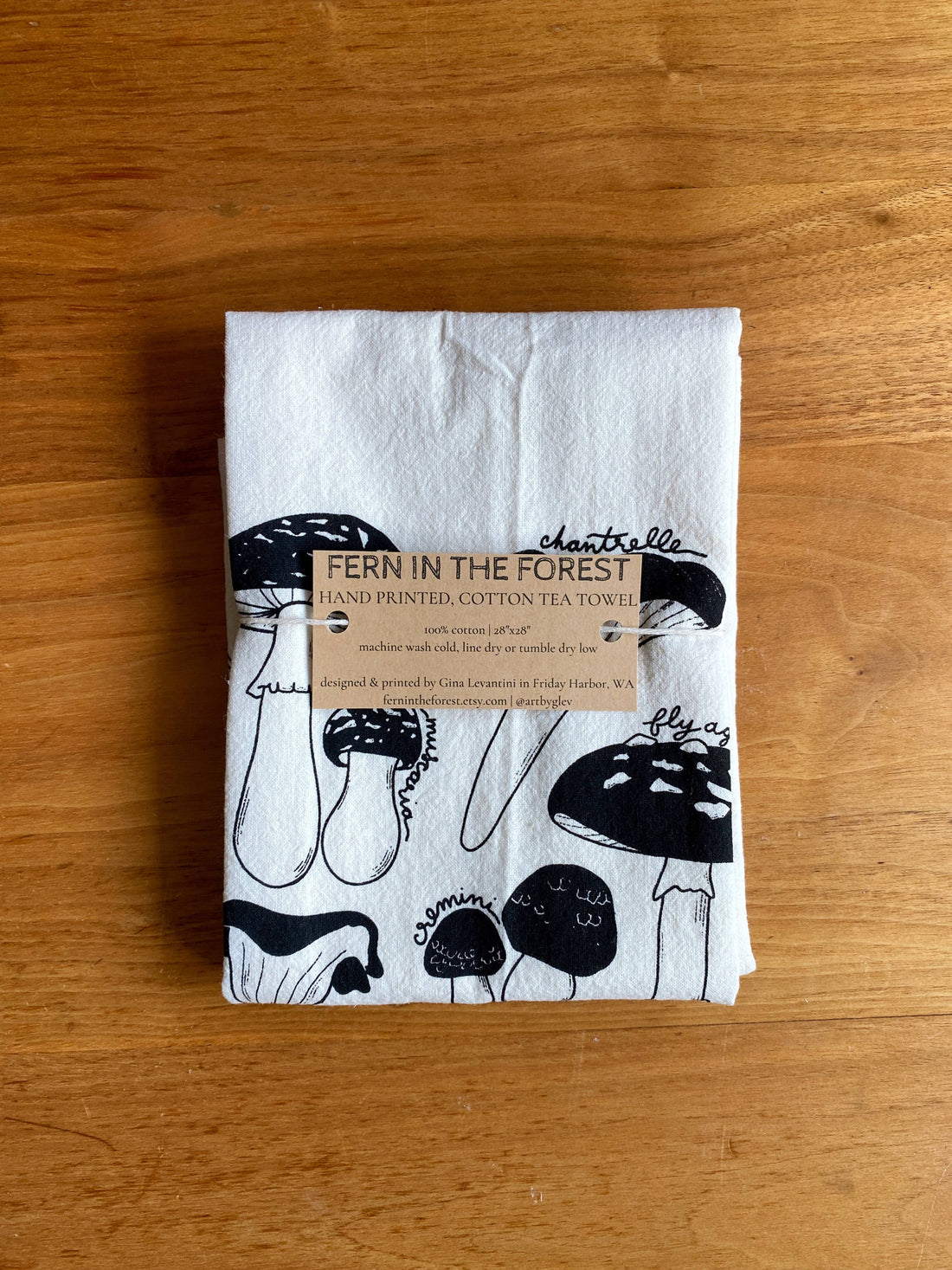 Fern In The Forest - Mushroom Forager Tea Towel | Hand Screenprinted