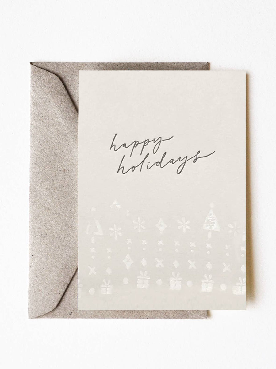 THE LITTLE PRESS - Happy Holidays Block Printed Greeting Card