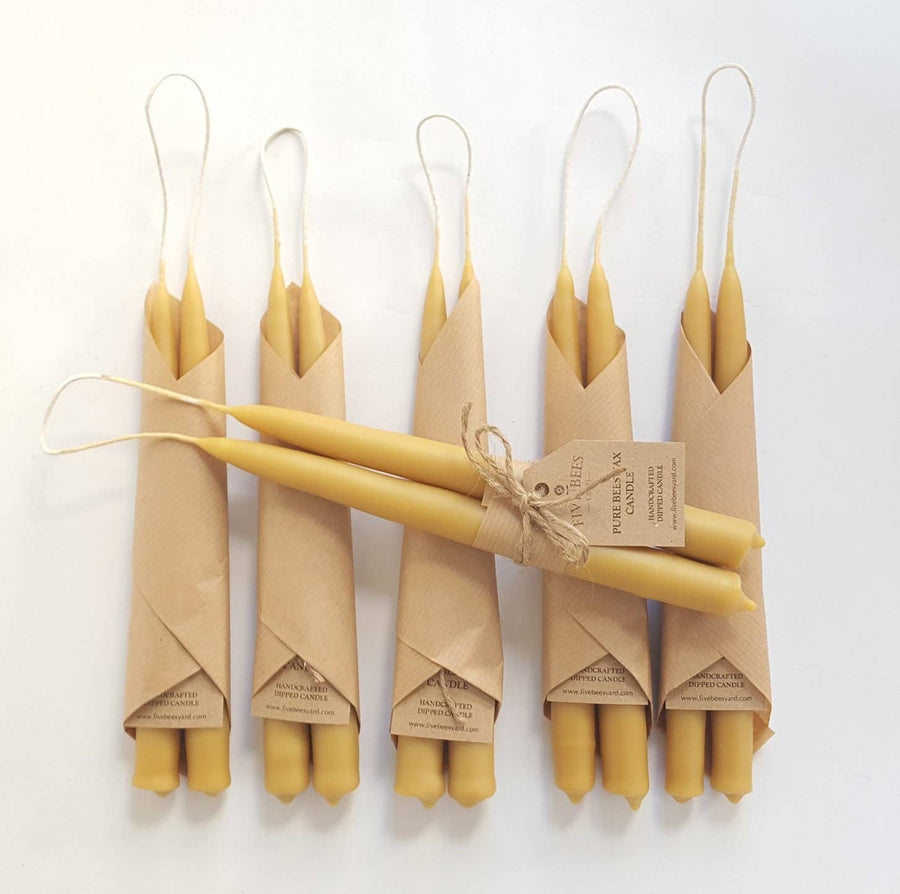 Five Bees Yard - Taper Beeswax Candles - Aromatherapy Candles - Beeswax