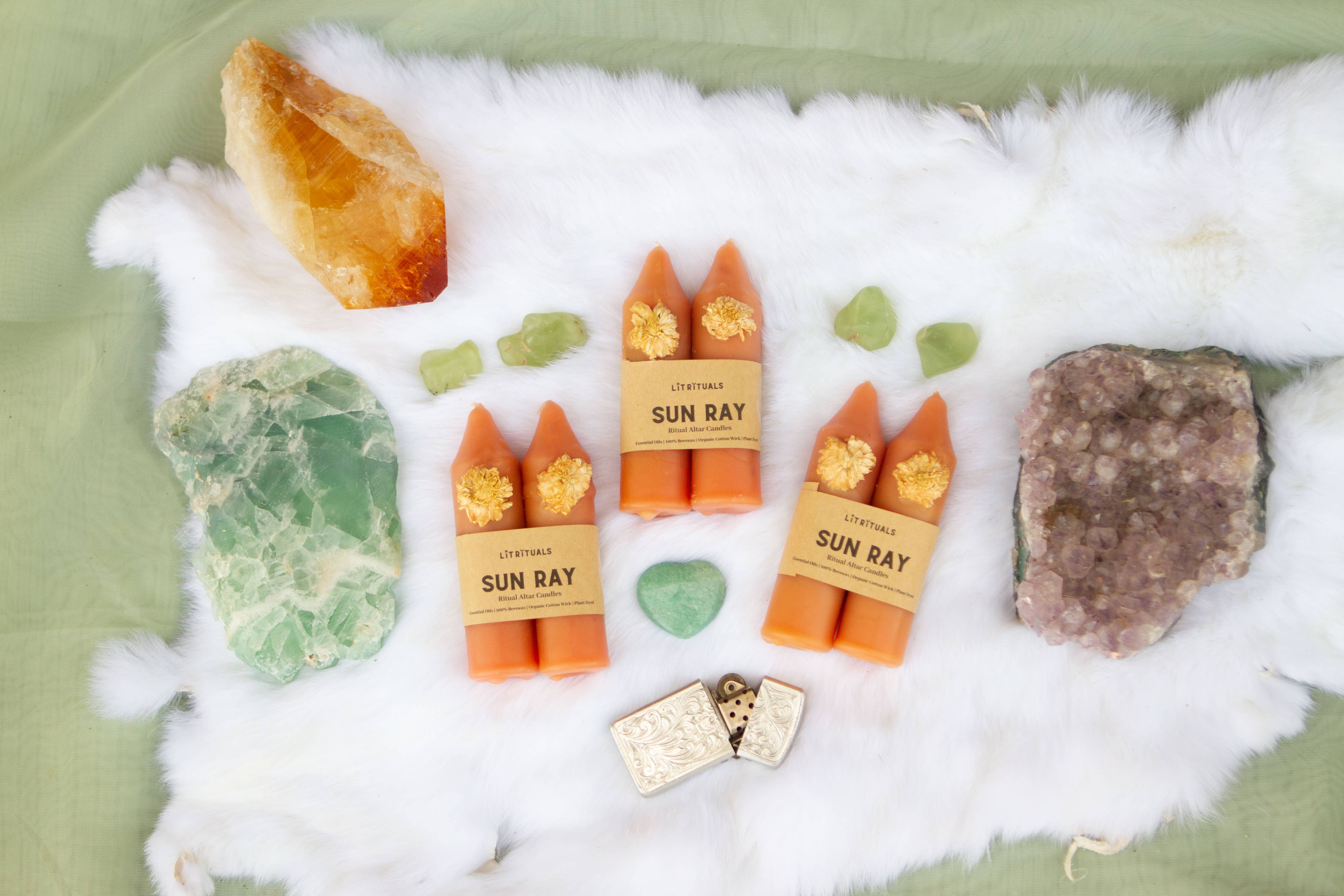 Lit Rituals - Small &#39;Sun Ray&#39; Beeswax Altar Candles