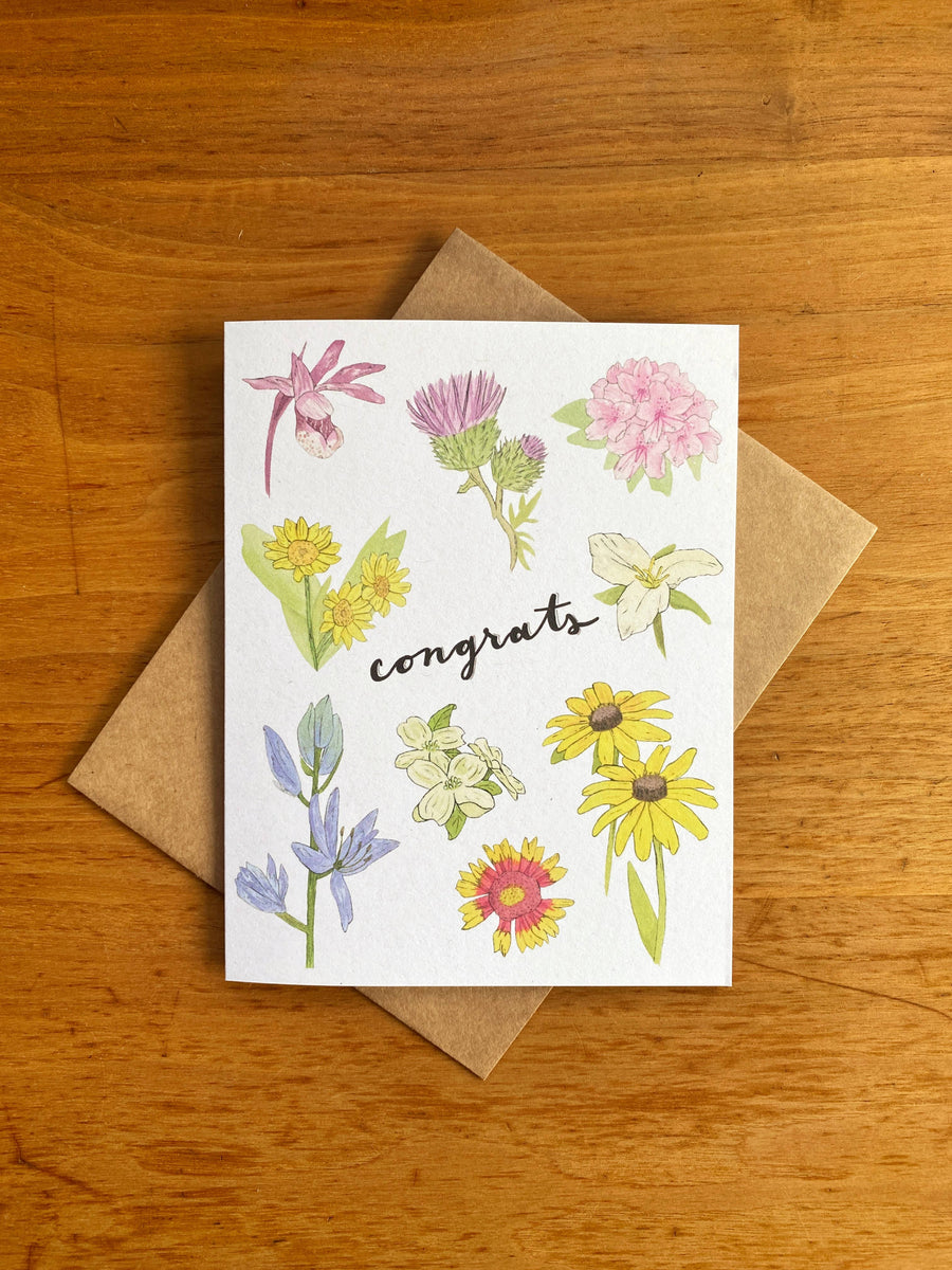 Fern In The Forest - Watercolor "Congrats" Wildflower Card