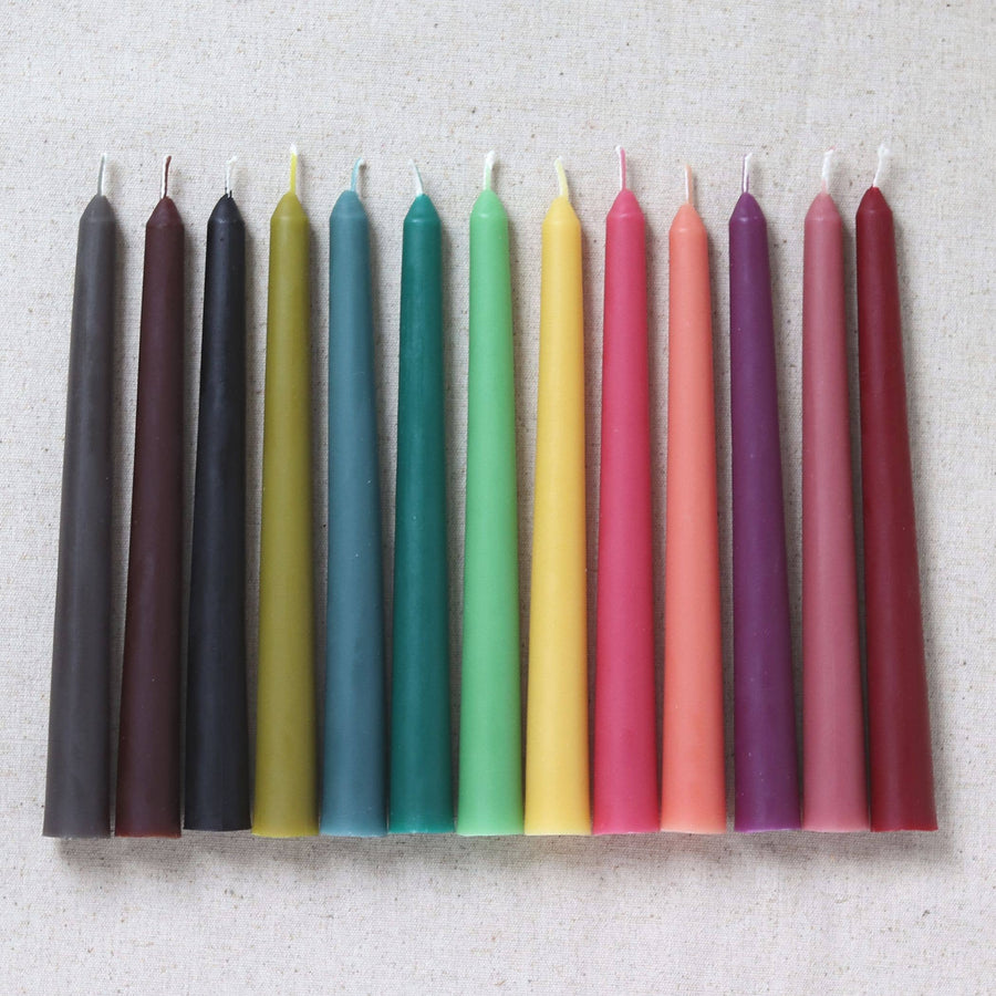 Five Bees Yard - Coloured Beeswax Taper | Pastel Color Dinner Candle |Eco Dye