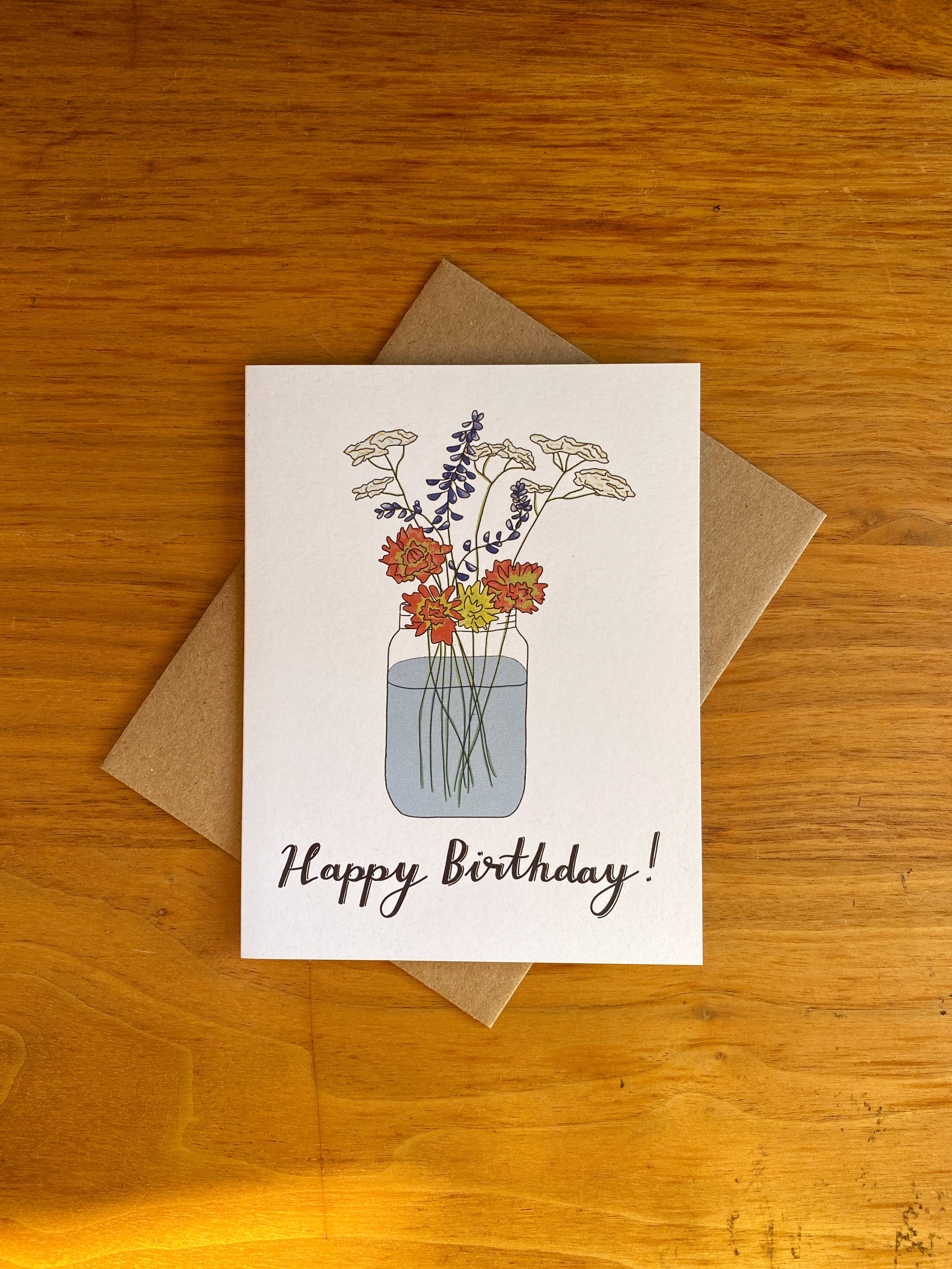 Fern In The Forest - Happy Birthday Flower Bouquet Card