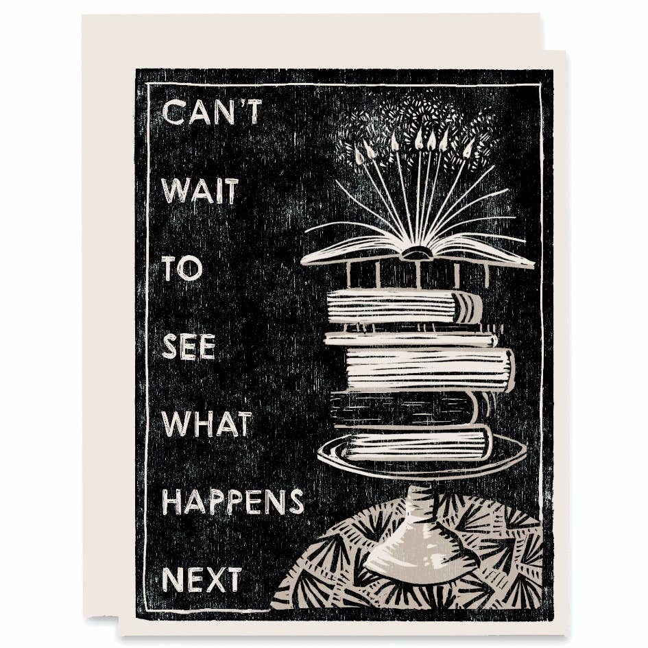 Heartell Press - Can&#39;t Wait to See What Happens Next (Book Cake) Card